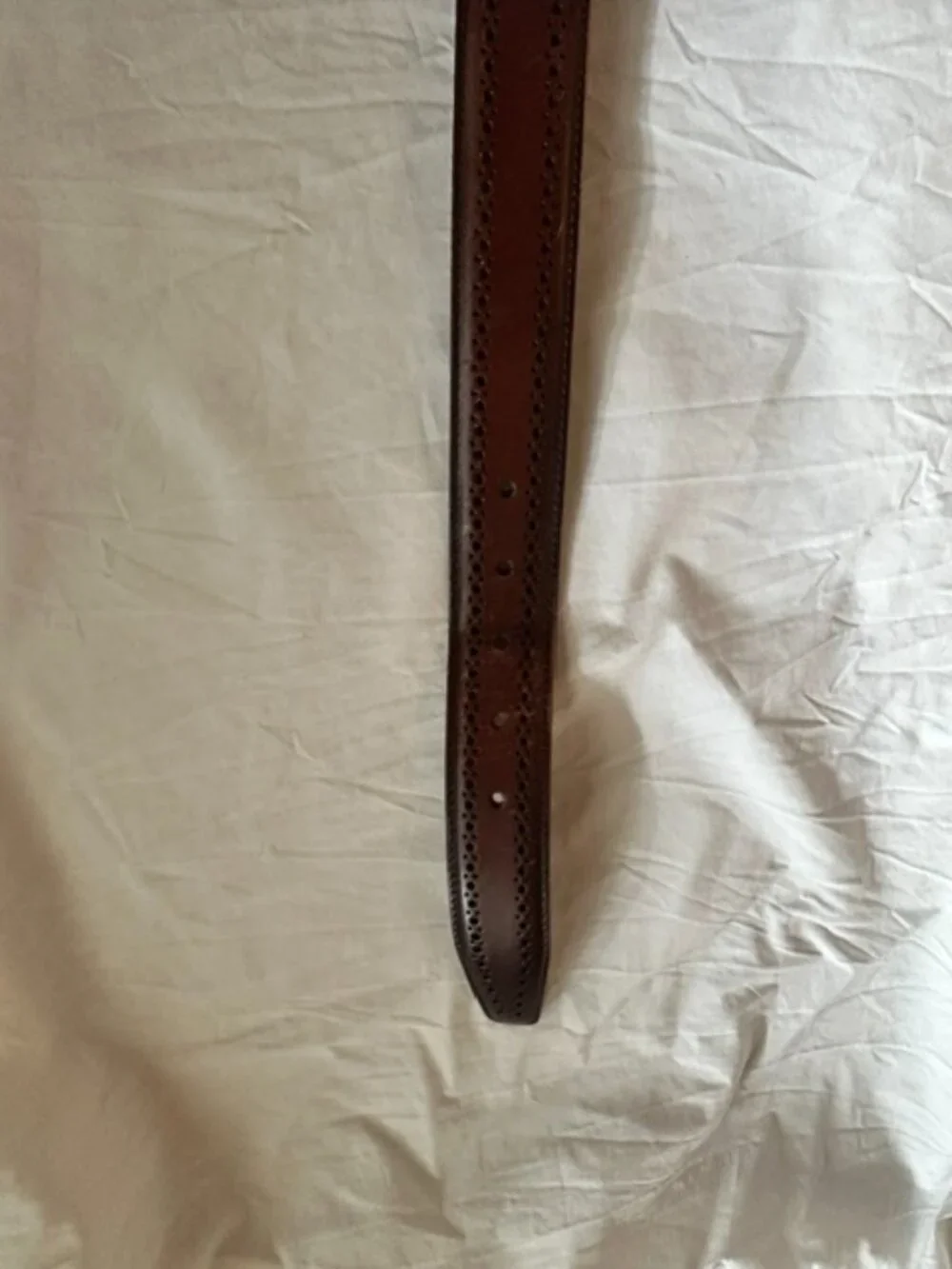 Allen Edmonds Brown Leather Brogue Perforated Dress Belt 34